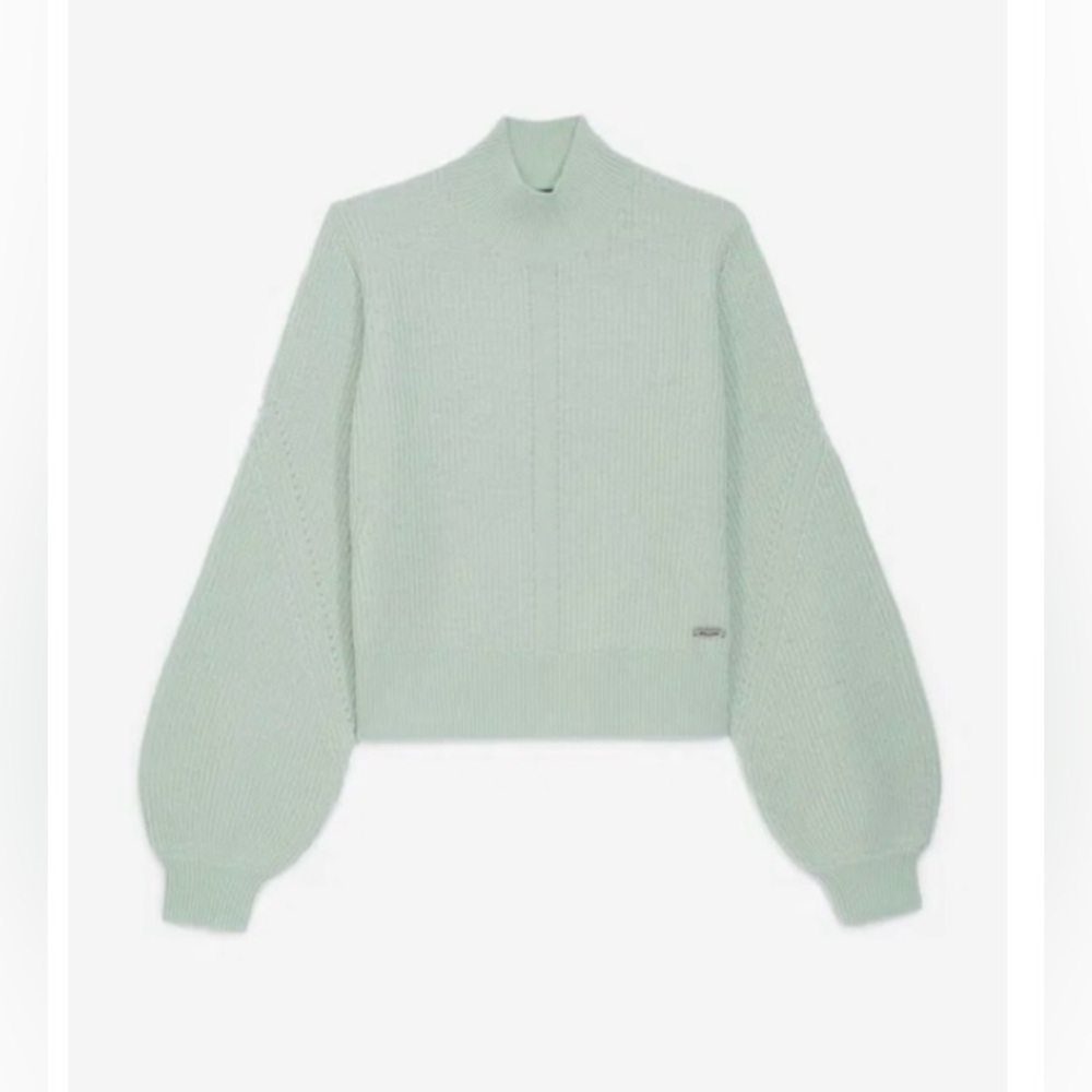 The Kooples Merino Wool Ribbed Knit Sweater in Mint Green - Picture 11 of 12